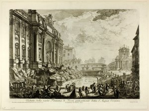 Views of Rome'dan eskiden Acqua Vergine olarak adlandırılan büyük Trevi Çeşmesi'nin görünümü by Giovanni Battista Piranesi