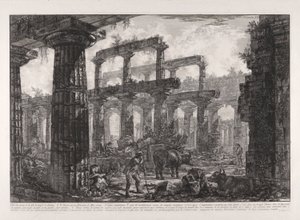 Neptün Tapınağı Cella Kalıntılarının Farklı Görünümlerden Görünümü by Giovanni Battista Piranesi