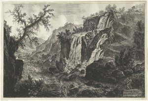Watervallen te Tivoli Tivoli'deki Cascatelle'in görünümü (nesne üzerindeki başlık) Gezichten op Rome (dizi başlığı) Giambattista Piranesi mimarı Ve (nez) iano (dizi başlığı) tarafından tasarlanan ve oyulan Roma manzaraları by Giovanni Battista Piranesi