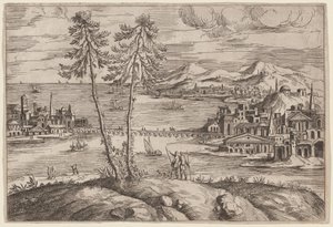 İki Ağaçlı Manzara by Giovanni Battista Pittoni