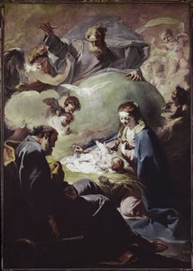 Her Şeye Gücü Yeten ve Kutsal Ruh ile Doğuş. (tuval üzerine yağlı boya, yaklaşık 1740) by Giovanni Battista Pittoni