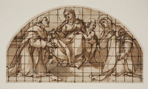 Madonna ile Lunette ve Assisi Aziz Francis ve Sienalı Catherine ile Çocuk by Giovanni Battista Ricci