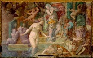 Fontainebleau Okulu: Çeşmedeki Venüs. Giovanni Battista tarafından yapılan tablo Jacopo Rosso (1494-1541) tarafından