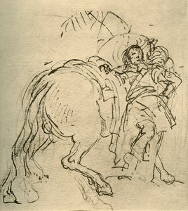 Atına yaslanmış bir binici, c1740s, 1928 by Giovanni Battista Tiepolo