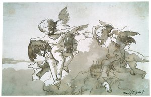 Güvercinler ve Meşale ile Aşk Tanrısı, 17. yüzyıl by Giovanni Battista Tiepolo