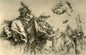 Doğulu kadın bir filin üzerinde. Bir Roma İmparatoru büstü, 1752-1753, 1928 by Giovanni Battista Tiepolo