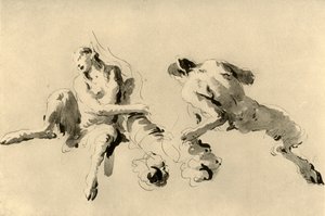 Cornucopia ile Erkek ve Kadın Faun, 18. yüzyılın ortaları, 1928 by Giovanni Battista Tiepolo