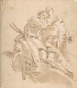 Hizmetli Kadın Figürlü Deniz Tanrısı, yaklaşık. 1716-1770. by Giovanni Battista Tiepolo