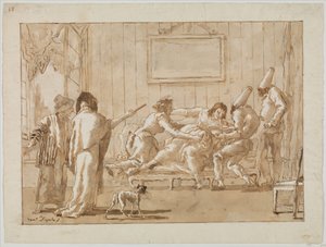 Punchinellos Anne (?) Hamilelikte Hasta, 1800 dolayları by Giovanni Battista Tiepolo