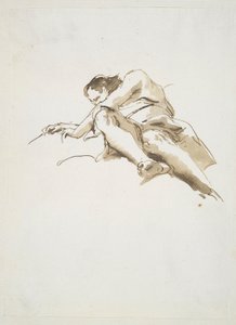 Aşağıdan görülen uzanmış erkek figürü by Giovanni-Battista Tiepolo