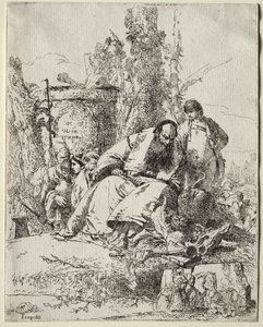 Scherzi: Oturan Sihirbaz, çocuk ve dört figür, 1735-40.