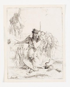 Altı kişi bir yılanı düşünüyor. Scherzi di fantasia serisinden dergi. (Rizzi 15; De Vesme 24) by Giovanni Battista Tiepolo