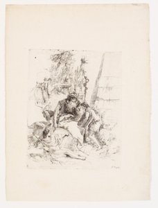 İki oturan büyücü ve iki genç by Giovanni Battista Tiepolo