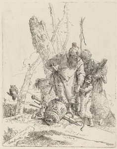 İki Sarıklı Sihirbaz ve Bir Çocuk by Giovanni Battista Tiepolo