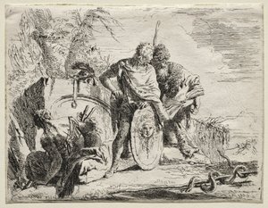 Çeşitli Kaprisler: Astrolog ve Genç Asker. by Giovanni Battista Tiepolo
