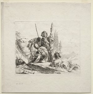 Çeşitli Kaprisler: Üç Asker ve Çocuk by Giovanni Battista Tiepolo