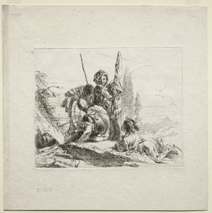 Çeşitli Kaprisler: Üç Asker ve Çocuk, 1785. by Giovanni Battista Tiepolo