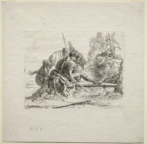 Çeşitli Kaprisler: İki Asker ve İki Kadın by Giovanni Battista Tiepolo
