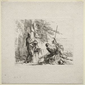 Çeşitli Kaprisler: Elleri Vazoda Duran Kadın by Giovanni Battista Tiepolo