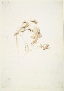 Aşağıdan eğik görülen yürüyen erkek figürü by Giovanni Battista Tiepolo