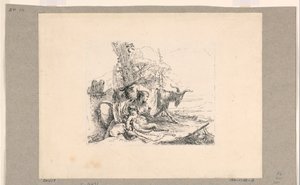 Vari Capricci'den Bebek Satirli Kadın by Giovanni Battista Tiepolo