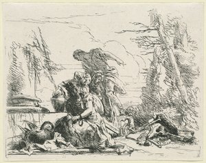 Yanan Kemik Yığını Hakkında Kadınlar ve Erkekler by Giovanni Battista Tiepolo