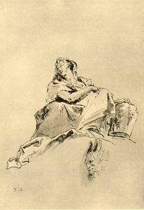 Oturan, yanında bir sürahi tutan genç kadın, 18. yüzyılın ortalarında, 1928 by Giovanni Battista Tiepolo