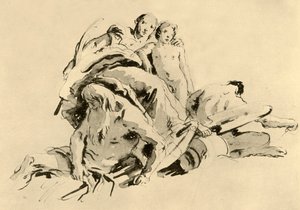 Boy, Rivergod ve Satyr ile Genç Kadın, 18. yüzyılın ortaları, 1928 by Giovanni Battista Tiepolo