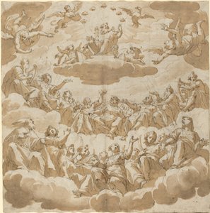 Tanrı, Azizlerle Çevrili Taht Edildi by Giovanni Battista Trotti