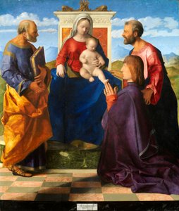Madonna ve Çocuk SS ile Enthroned. Peter ve Paul ve Bir Bağışçı, 1505 by Giovanni Bellini