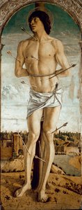Saint Vincent Ferrier Poliptiği: Saint Sebastian (St Vincent Ferrer Poliptiği: St Sebastian) Tablo Giovanni Bellini dit il Giambellino (yaklaşık 1432-1516) 1464-1468 Dim 167x67 cm Venedik Santi Giovanni e Paolo Kilisesi by Giovanni Bellini