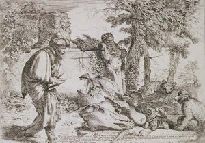 Dürüst Bir Adam Arayan Diogenes (gravür) by Giovanni Benedetto Castiglione