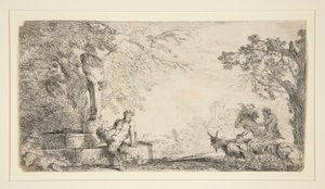 Bir Herm Altında Dinlenen Bir Satyr by Giovanni Benedetto Castiglione