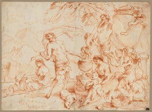 Bir Herm'den Önce Bacchanal, 1660'ların başı. by Giovanni Benedetto Castiglione