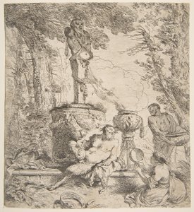 Tanrılar için bir sunağın önünde Bacchanal, ca. 1645. by Giovanni Benedetto Castiglione