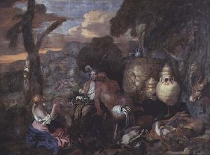 Bacchantes ve bir Satyr by Giovanni Benedetto Castiglione
