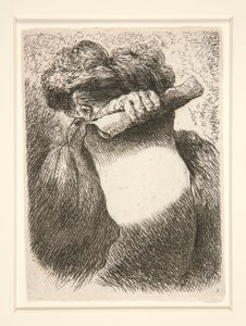 Küçük Kafa Çalışmaları serisinden Büyük Bir Bandrol Tutan Figür by Giovanni Benedetto Castiglione