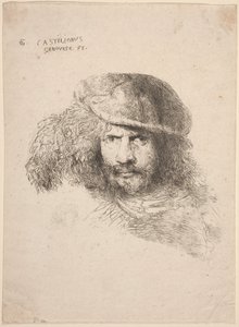 Tüylü Şapkalı Genç Bir Adamın Başı (Sözde Otoportre) by Giovanni Benedetto Castiglione