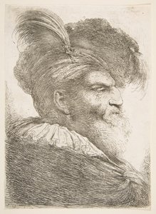 Büyük Doğu Başları serisinden sağa bakan yaşlı bir adamın başı, yaklaşık. 1645-1650. by Giovanni Benedetto Castiglione