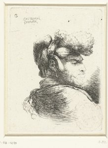 Kürkle süslenmiş şapkalı bir adamın başı Oryantal başlıklı kafalarla ilgili küçük bir çalışma (seri başlığı) by Giovanni Benedetto Castiglione