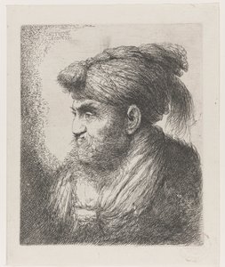 Püsküllü türban takan bir adamın başı Oryantal başlıklı kafaların büyük çalışması (dizi başlığı) by Giovanni Benedetto Castiglione