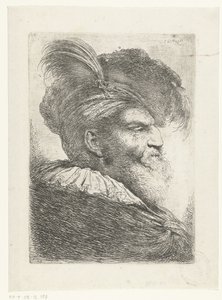 Türban ve kürk şapkalı bir adamın başı Oryantal başlıklı kafaların büyük çalışması (dizi başlığı) by Giovanni Benedetto Castiglione