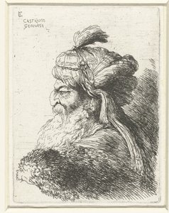 Türbanlı yaşlı bir adamın başı Oryantal başlıklı kafalarla ilgili küçük bir çalışma (seri başlığı) by Giovanni Benedetto Castiglione