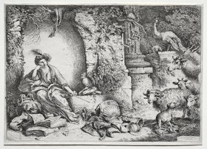 La Melancolie, c. 1660-1665. by Giovanni Benedetto Castiglione