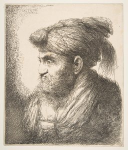 Büyük Oriental Heads serisinden, sola bakan sarık takan adam, yaklaşık. 1645-50. by Giovanni Benedetto Castiglione