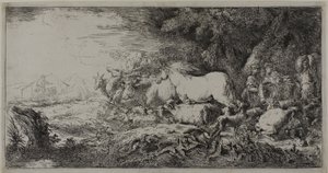 Nuh ve Gemiye Giren Hayvanlar by Giovanni Benedetto Castiglione