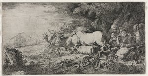 Nuh ve Gemiye Giren Hayvanlar by Giovanni Benedetto Castiglione