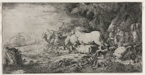 Nuh ve Gemiye Giren Hayvanlar, 1650-1655. by Giovanni Benedetto Castiglione