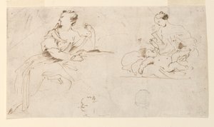 Oturan Kadın, Anne ve Çocuk by Giovanni Benedetto Castiglione