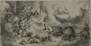 Tanrı Baba ve Melekler ile Doğuş by Giovanni Benedetto Castiglione